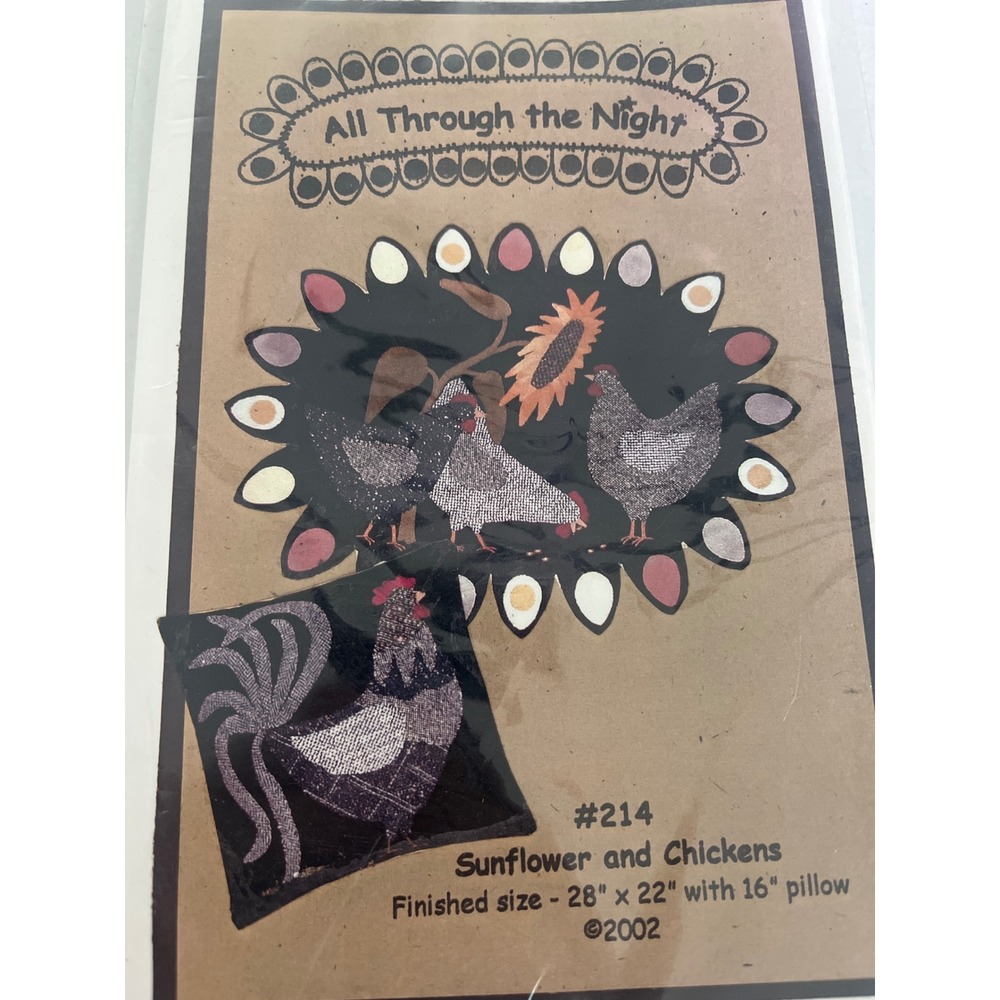 All Through the Night Sunflower and Chicken Pattern 214 Bonnie Sullivan Folk Art
